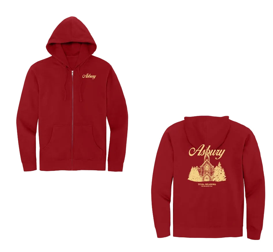 Asbury Holiday Zip Hoodie Classic Red